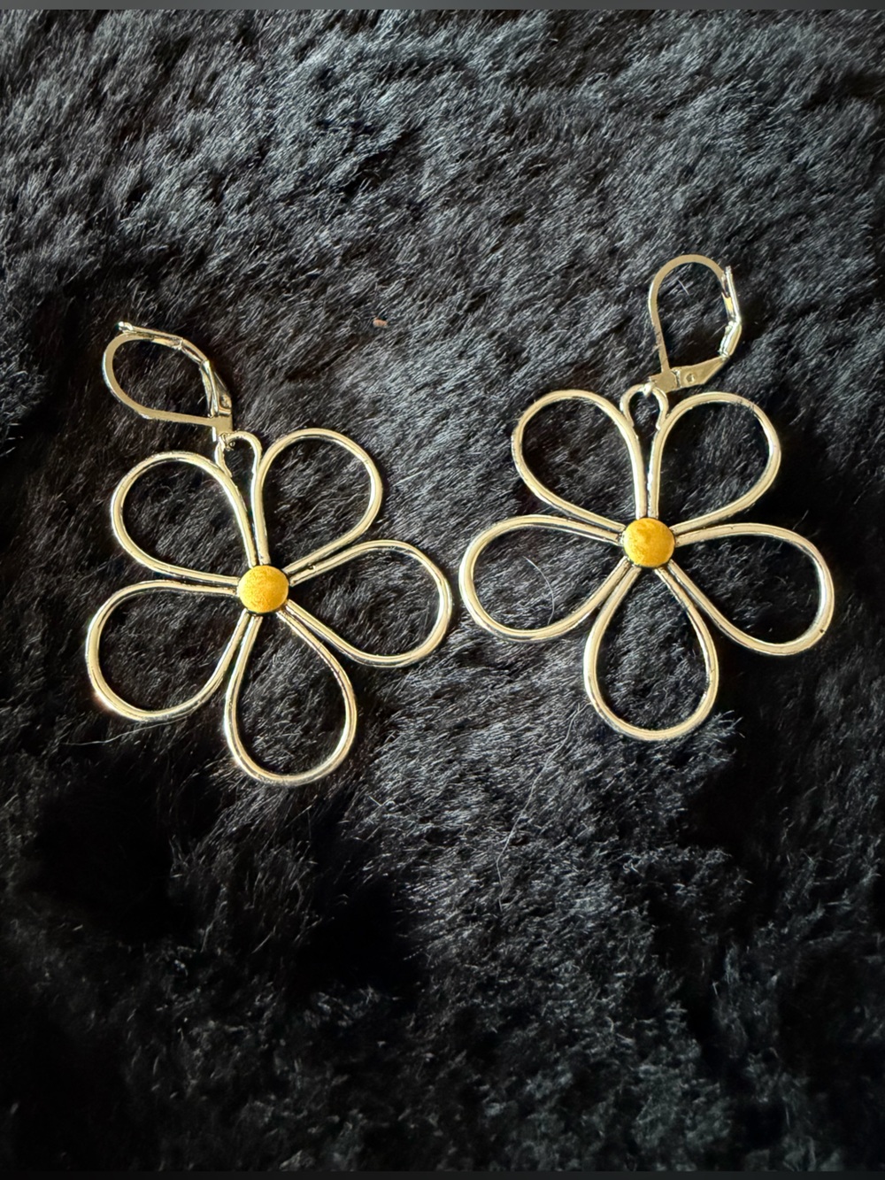 Gold Flower Hoop Drop Earrings - Women Jewelry